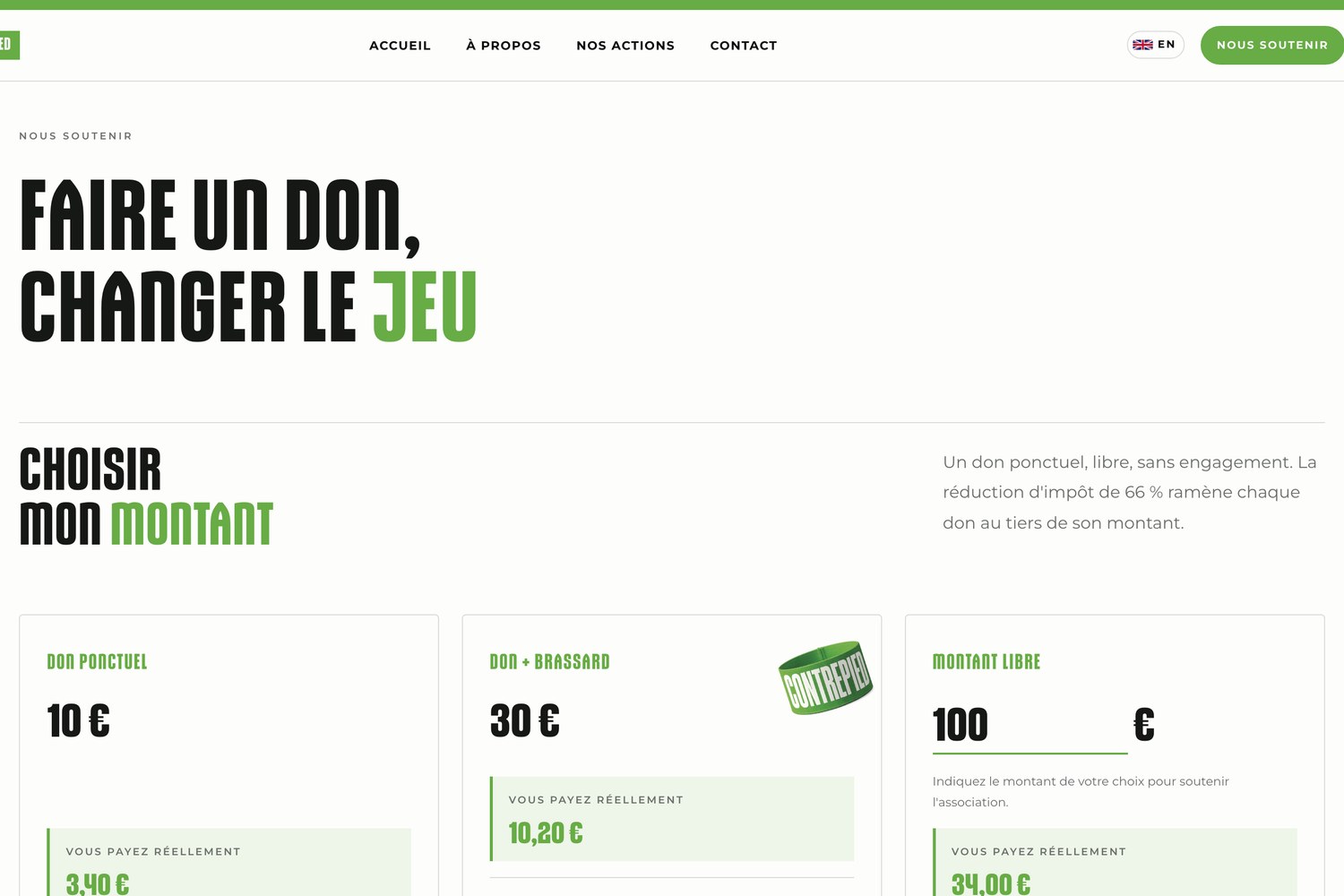 Page de dons du site Contrepied